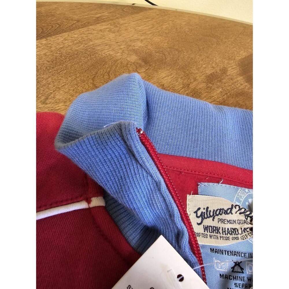 Gilyard Mfg 2XL Red Blue Full Zip Sweatshirt Logo Hip Hop Urban NWT Super Rare - Picture 7 of 17